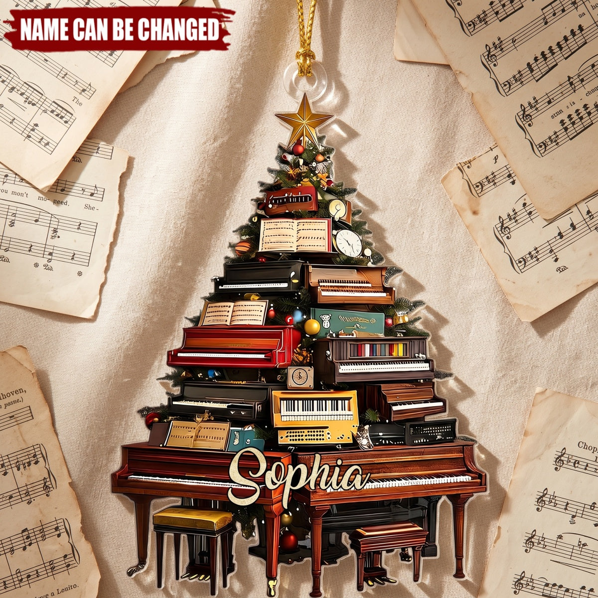 Classic Piano Tree - Personalized Acrylic Custom Shape Ornament
