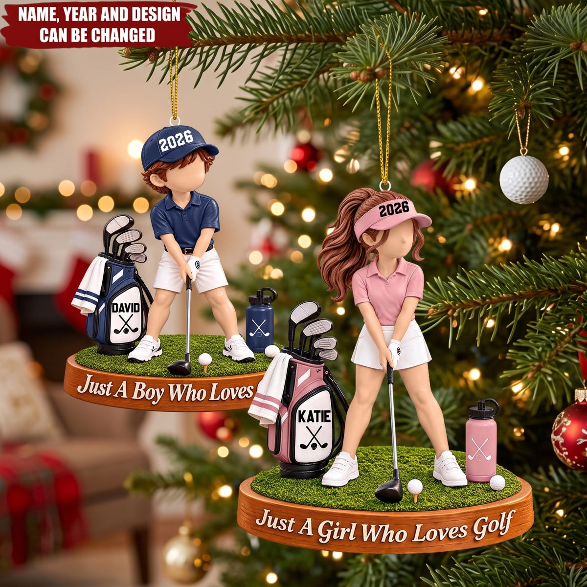 Just A Girl & Boy Who Loves Golf – Personalized Acrylic Custom Shape Ornament