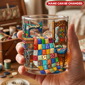 The Quilter's Sanctuary  - Personalized Whiskey Glass, Gift For Sewing Lover