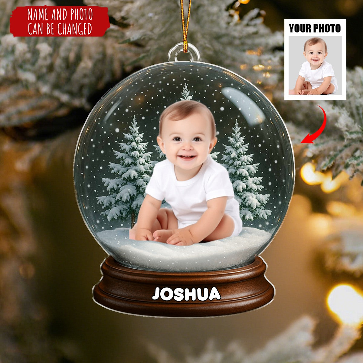 Capture Your Special Moments With A Snowy Backdrop - Personalized Acrylic Flat Ornament
