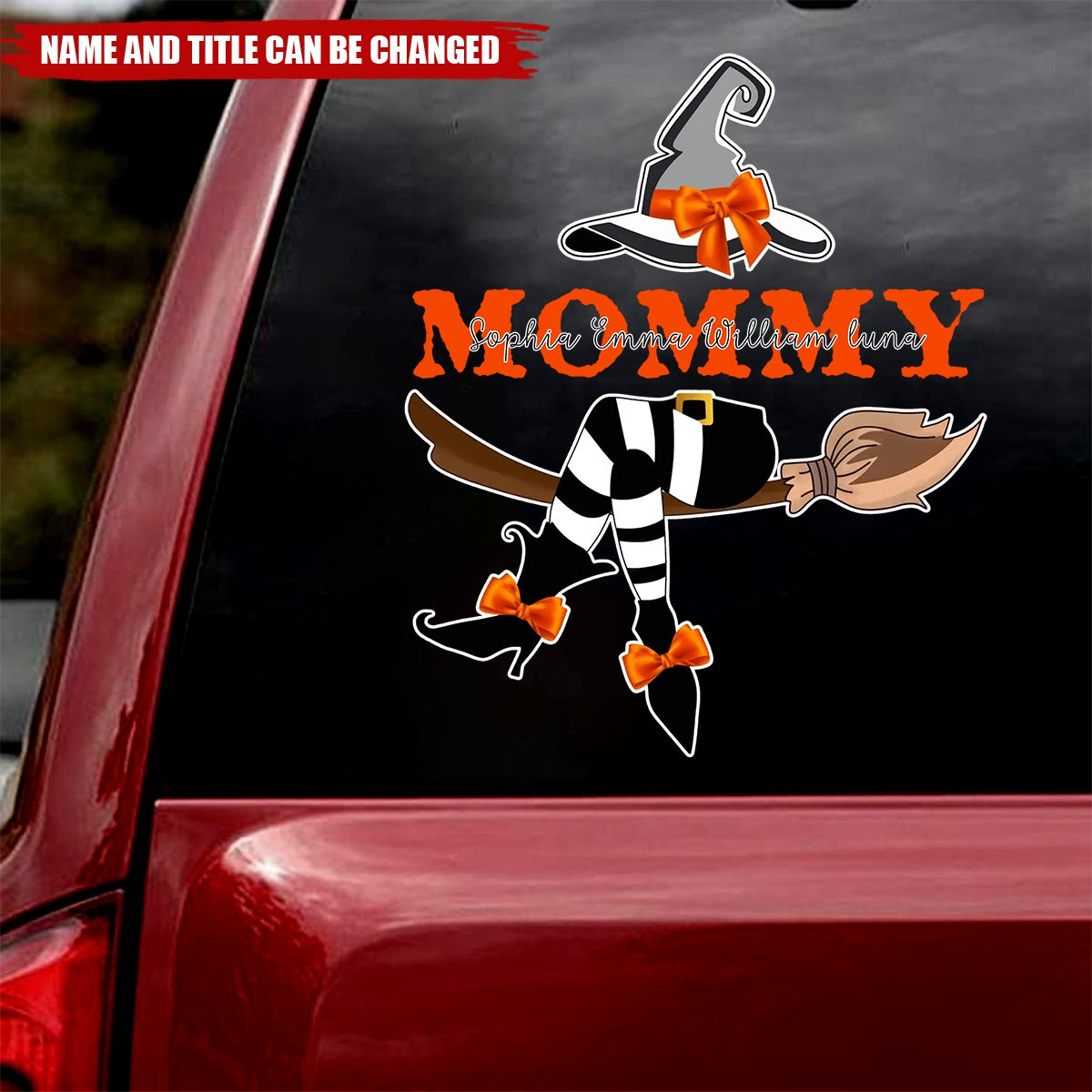 Personalized Gift For Mom Witch Halloween Car Decal