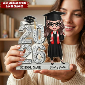 Class Of 2026 2027 Doll Style Senior Shiny Effect - Personalized Acrylic Block Plaque