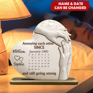 Annoying Each Other Since, Heart and Hands Design Wooden Plaque