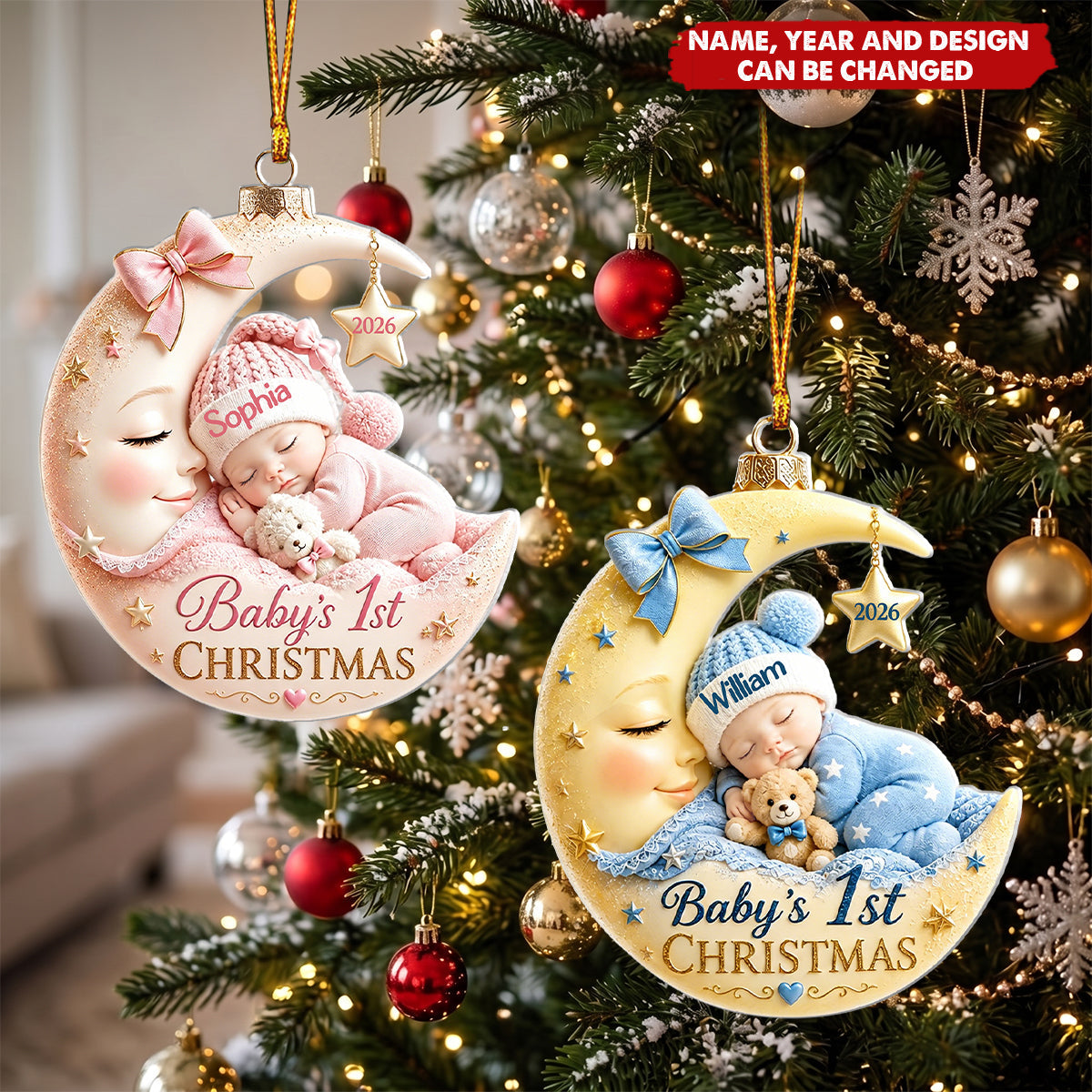 Moon Baby - Personalized Acrylic Custom Shape Ornament