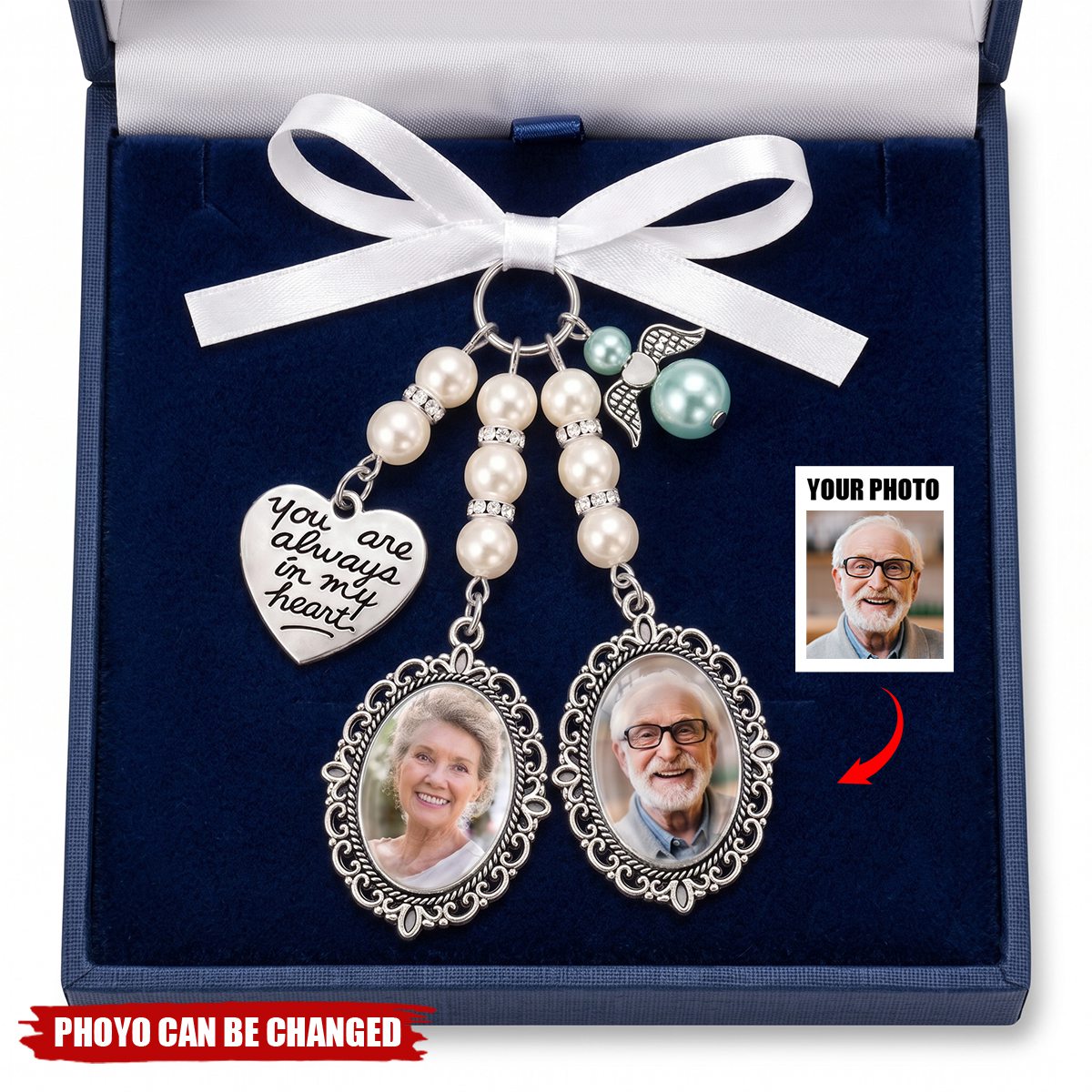 Custom Photo Bouquet Charm - Personalized Memorial Sympathy Gifts For Brides - In Loving Memory