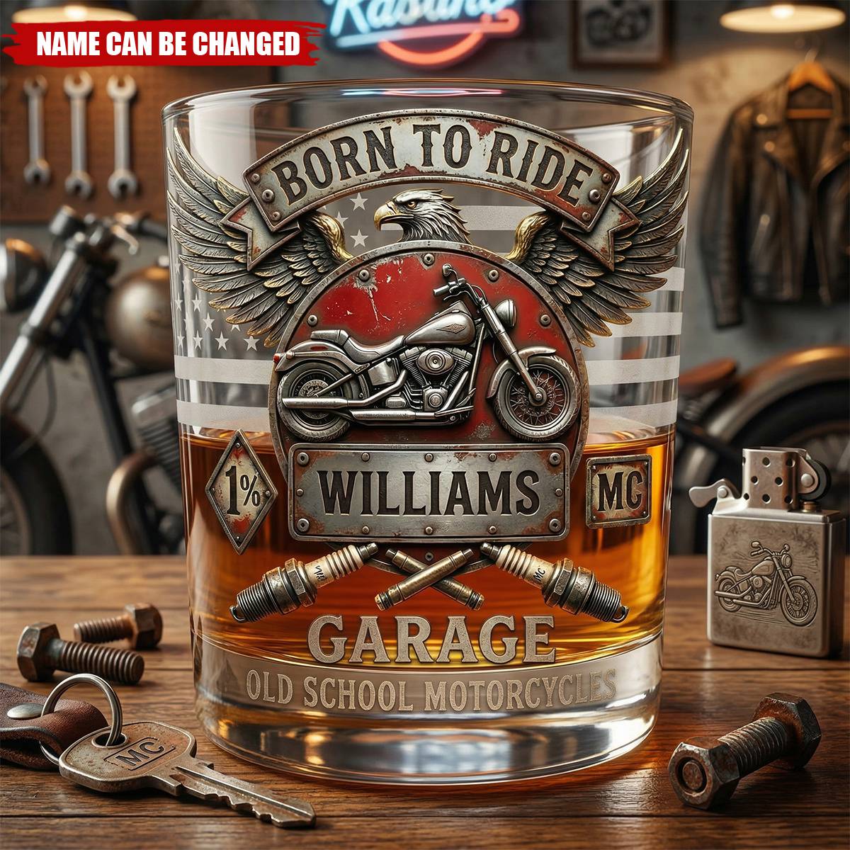 Born To Ride  - Personalized Whiskey Glass, Gifts For Bikers