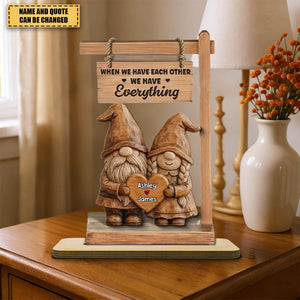Dwarf Couple Standing - Personalized Wooden Plaque - Anniversary, Valentine's Day Gift For Him, Gift For Her