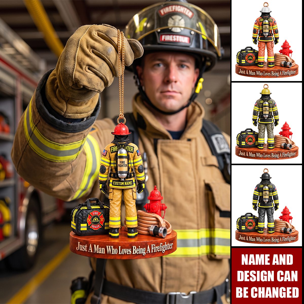 Custom Just A Man Who Loves Being A Firefighter Ornament, Fireman Christmas Gift