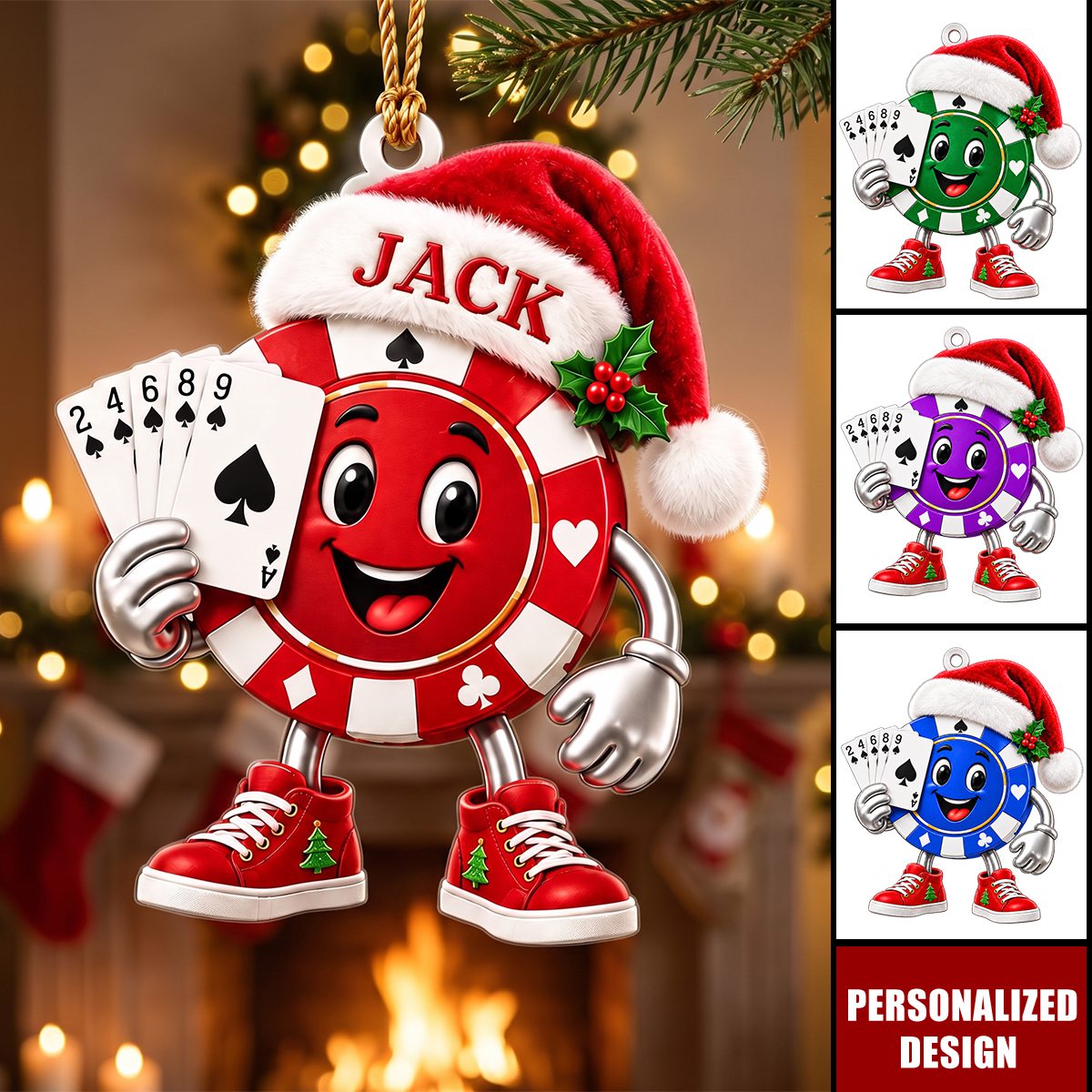 Personalized Poker Chip Acrylic Ornament — Gift For Poker Players & Card Game Lovers