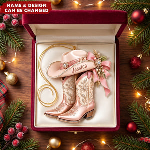 Cowgirl Boots – Personalized Acrylic Custom Shape Ornament, Gift for Country Girl