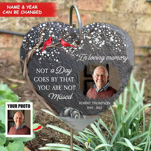 In Loving Memory Of Loss Of Mom Dad - Personalized Photo Memorial Garden Slate And Hook