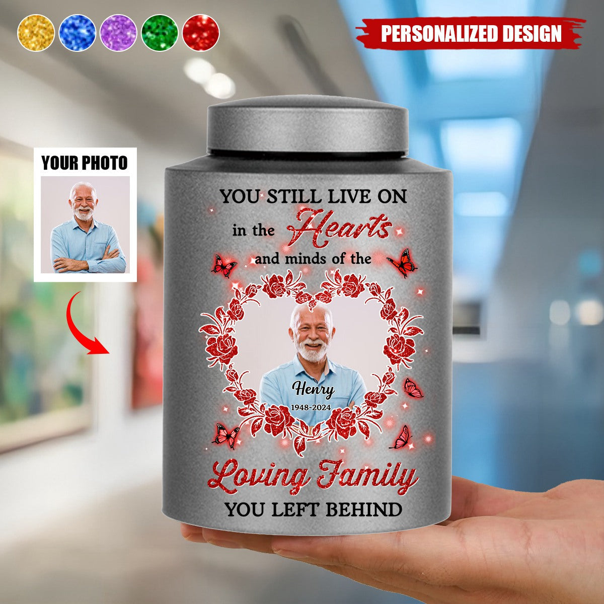 Loving Family - In Loving Memories - Keepsake Urn for Ashes - Stainless Steel Urns