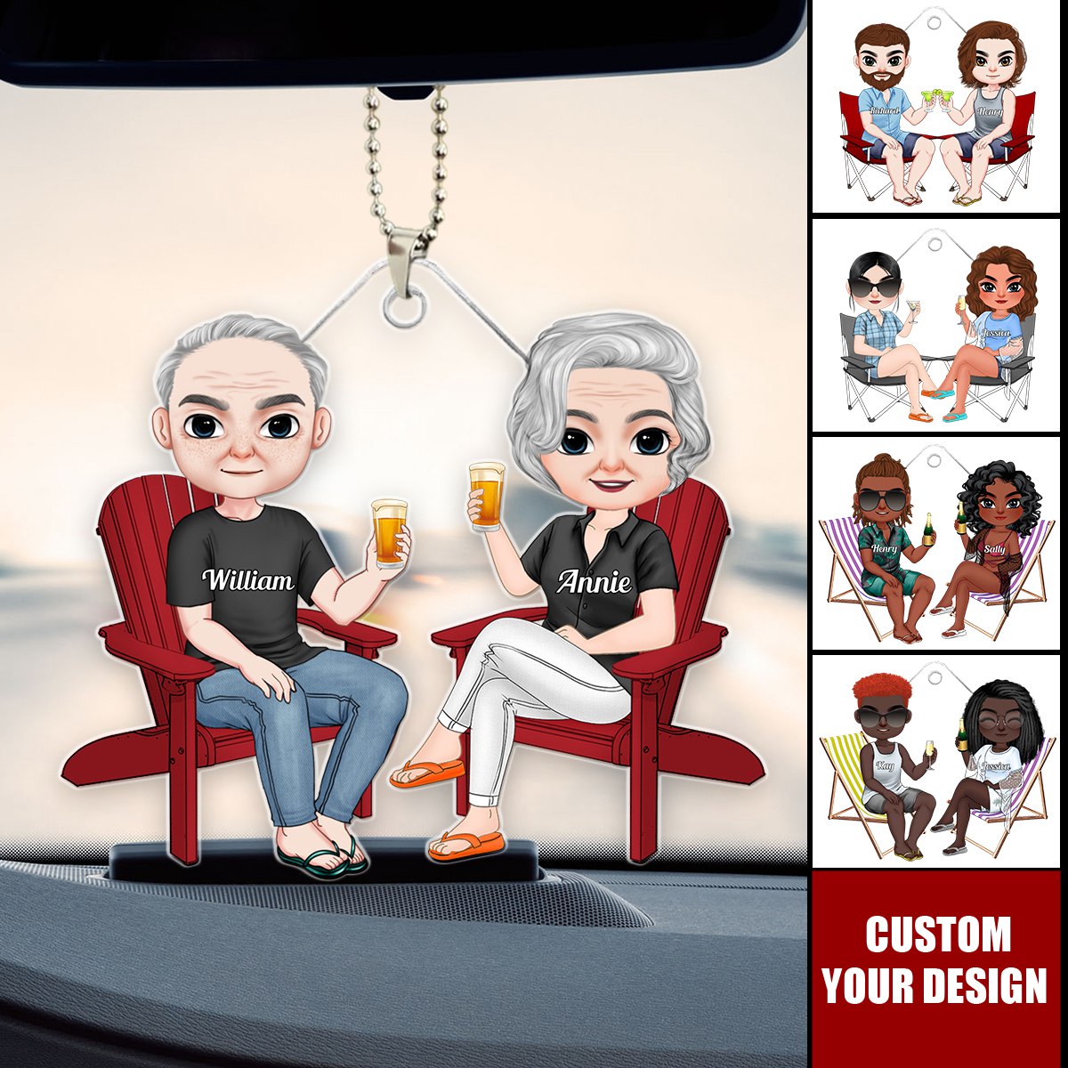 Cozy Couple Personalized Acrylic Ornament, Gift For Camping Lovers And Beach Lovers