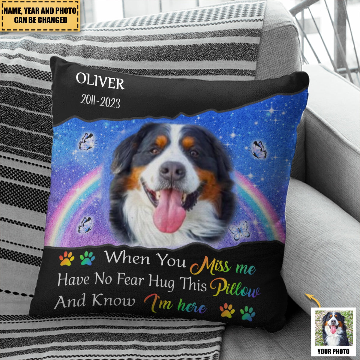 Custom Photo I Hug This Pillow Memorial Pet - Personalized Pillow