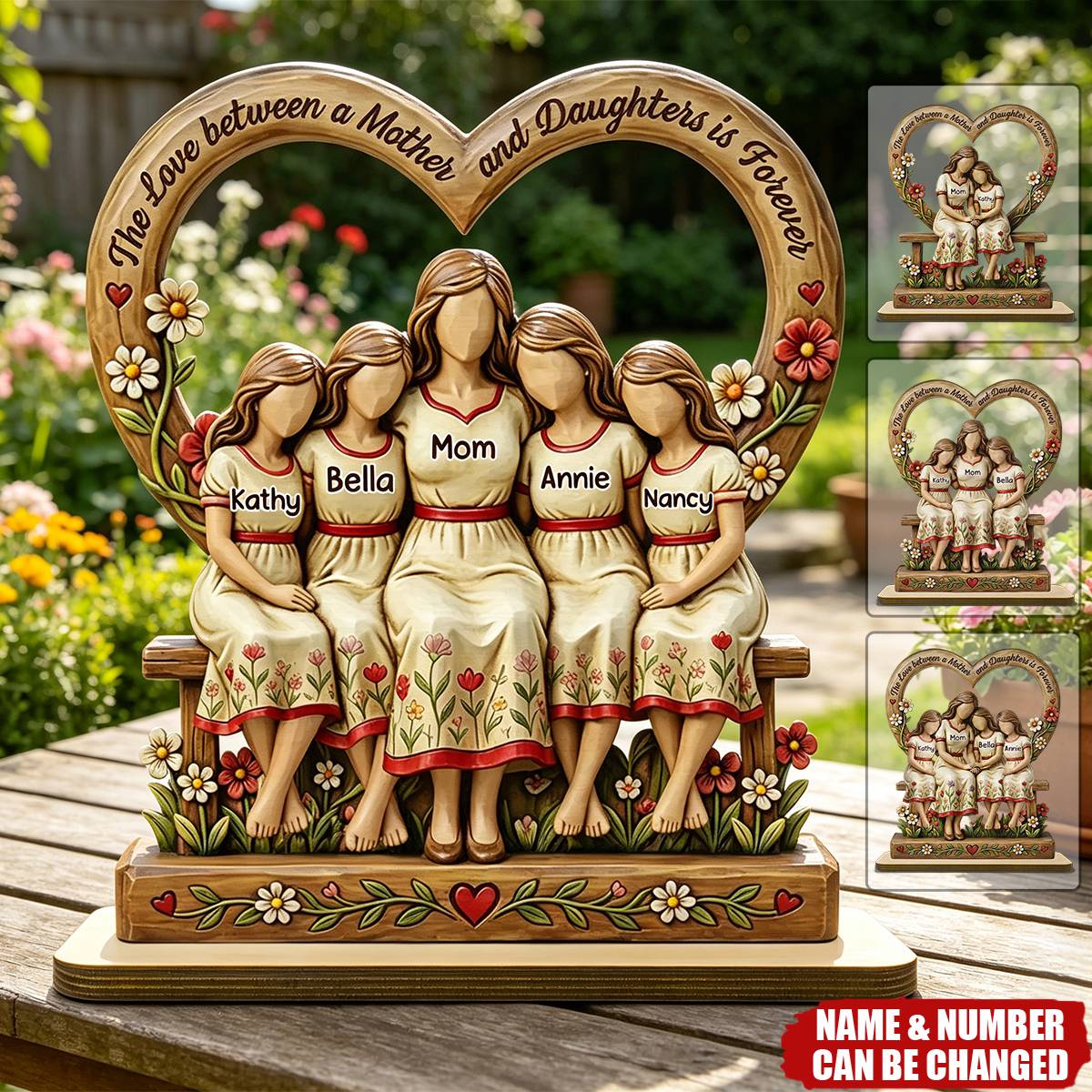 Rooted in Love Mother Daughters - Personalized 2-Layered Wooden Plaque - Gift For Mom