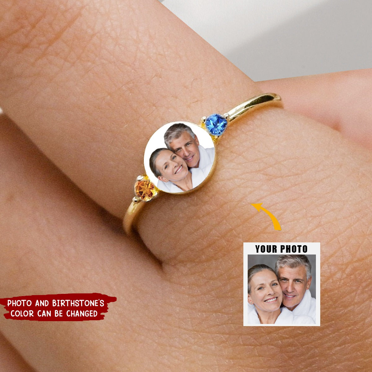 Photo Custom Double Birthstones Ring