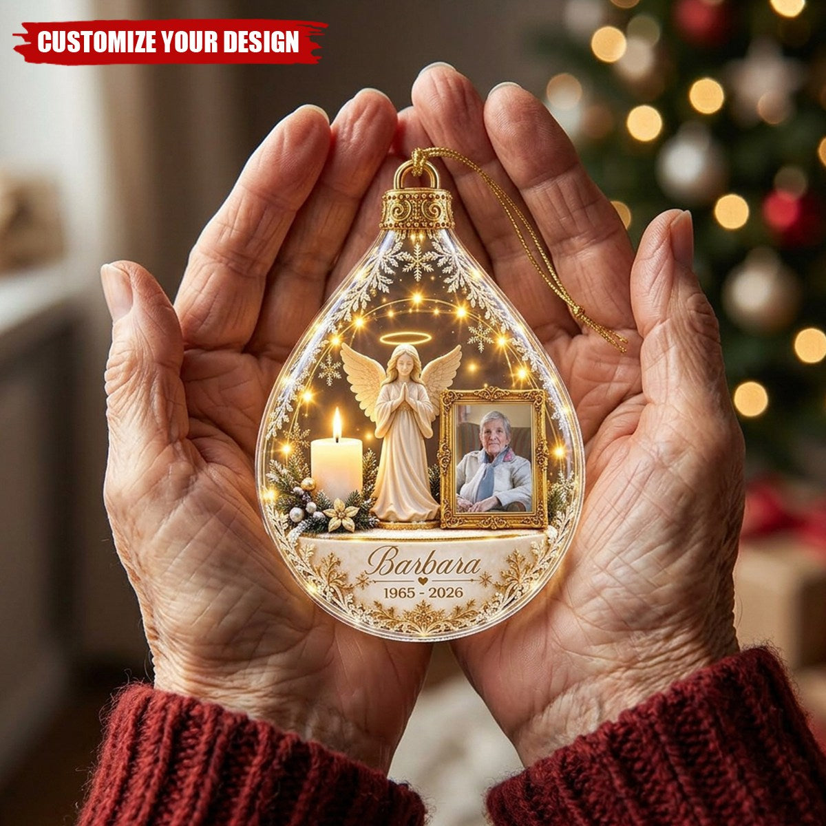 Custom Photo Memorial Angel Acrylic Ornament, Sympathy Keepsake for Loved Ones
