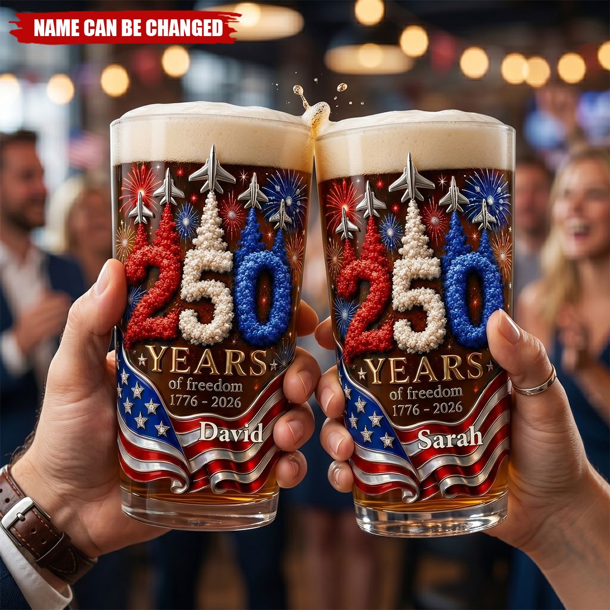 Independence Anniversary - Personalized Beer Glass