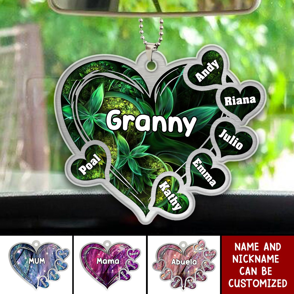Grandma Mom Title Lovely Hearts Personalized Acrylic Ornament