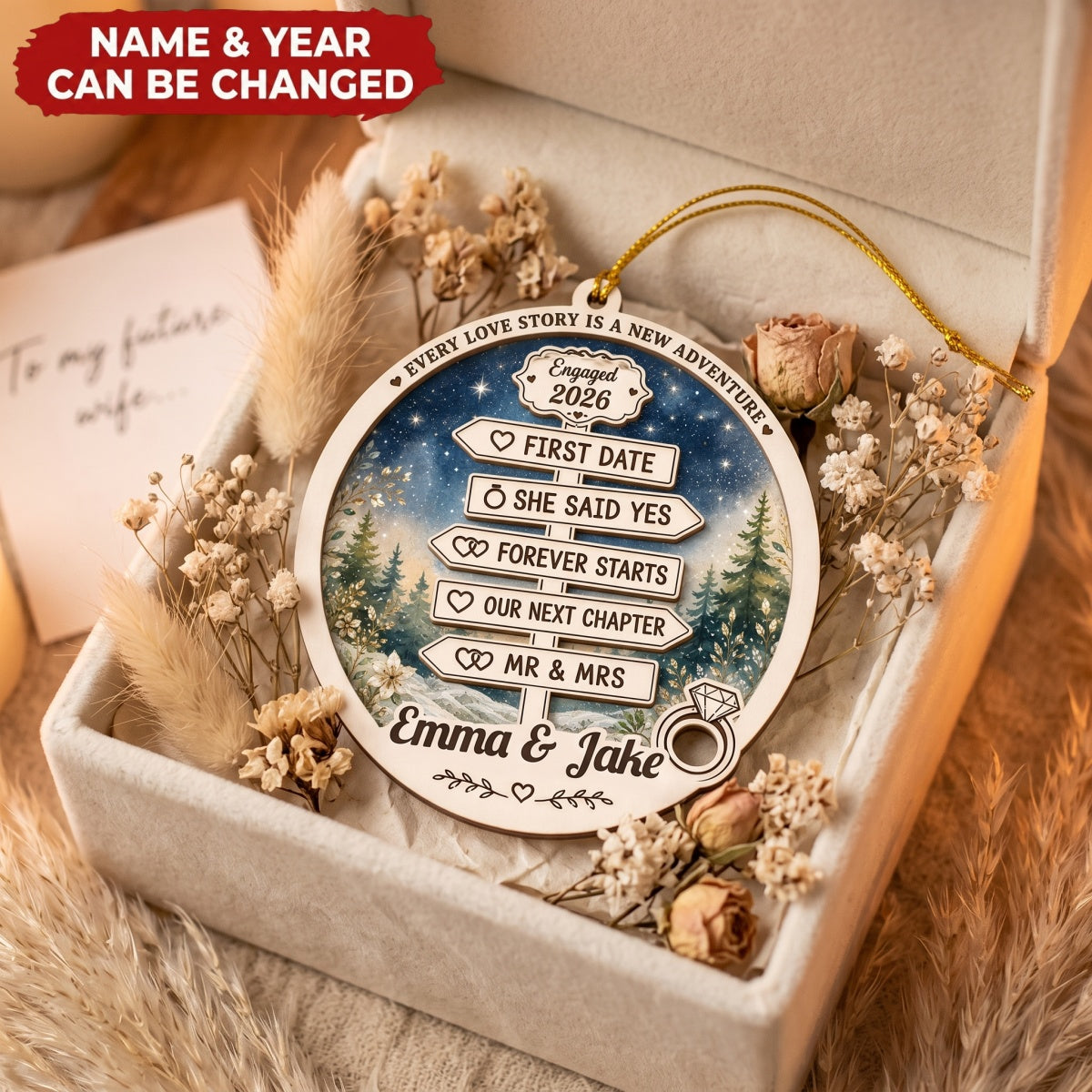Our Forever Begins - Personalized 2-Layered Wooden Ornament