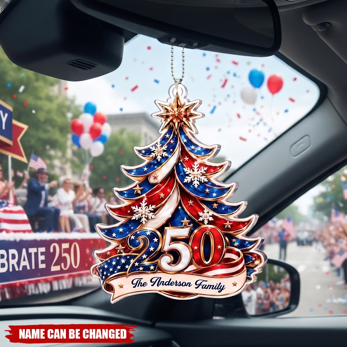 Patriotic Family – Personalized Car Ornament