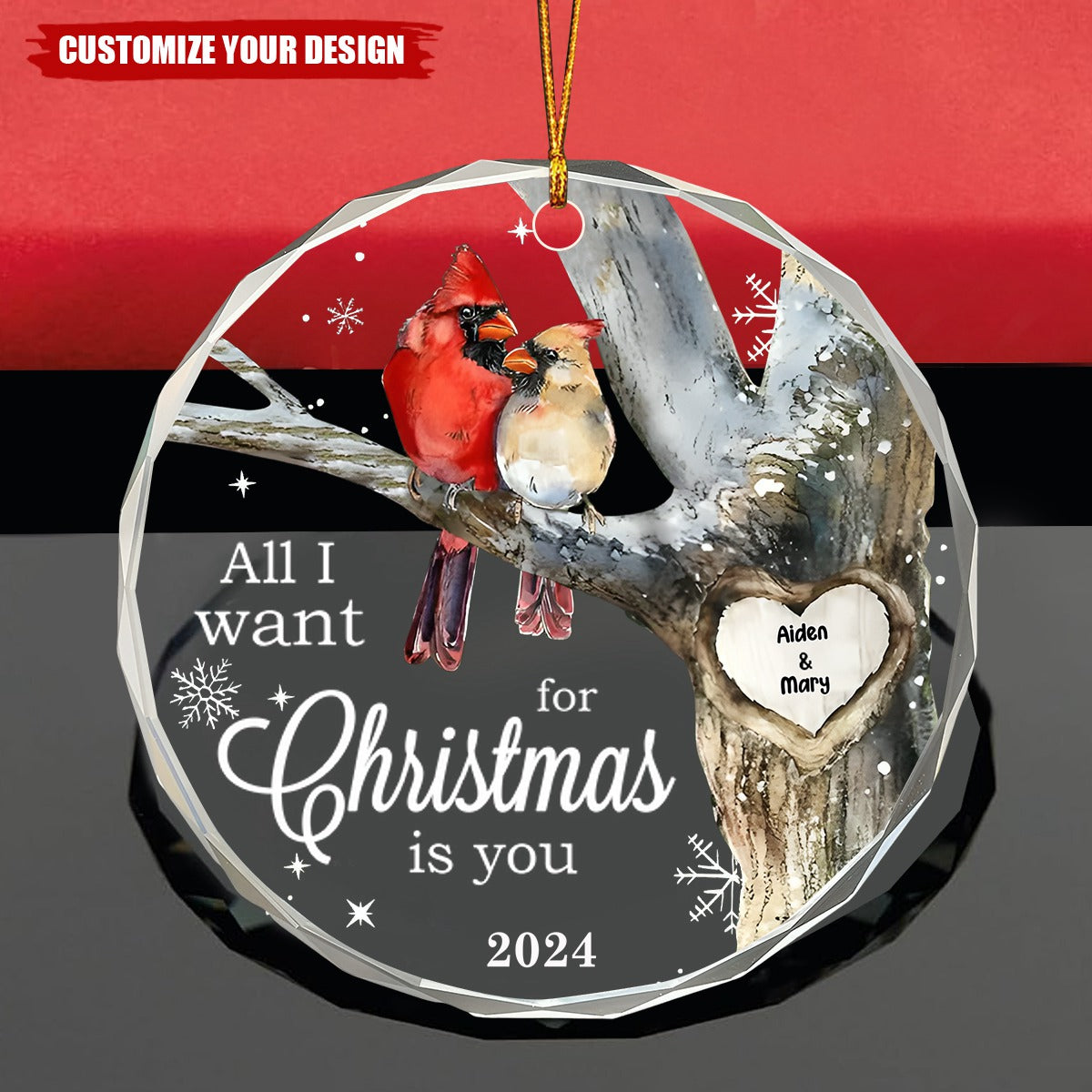 Personalized Gift For Married Couple Circle Glass Ornament