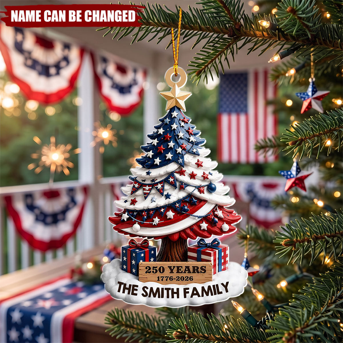 Patriotic Holiday - Personalized Acrylic Custom Shape Ornament