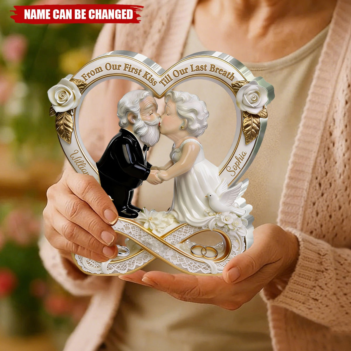 From Our First Kiss Till Our Last Breath Anniversary Gift For Couples - Custom Shaped Acrylic Plaque