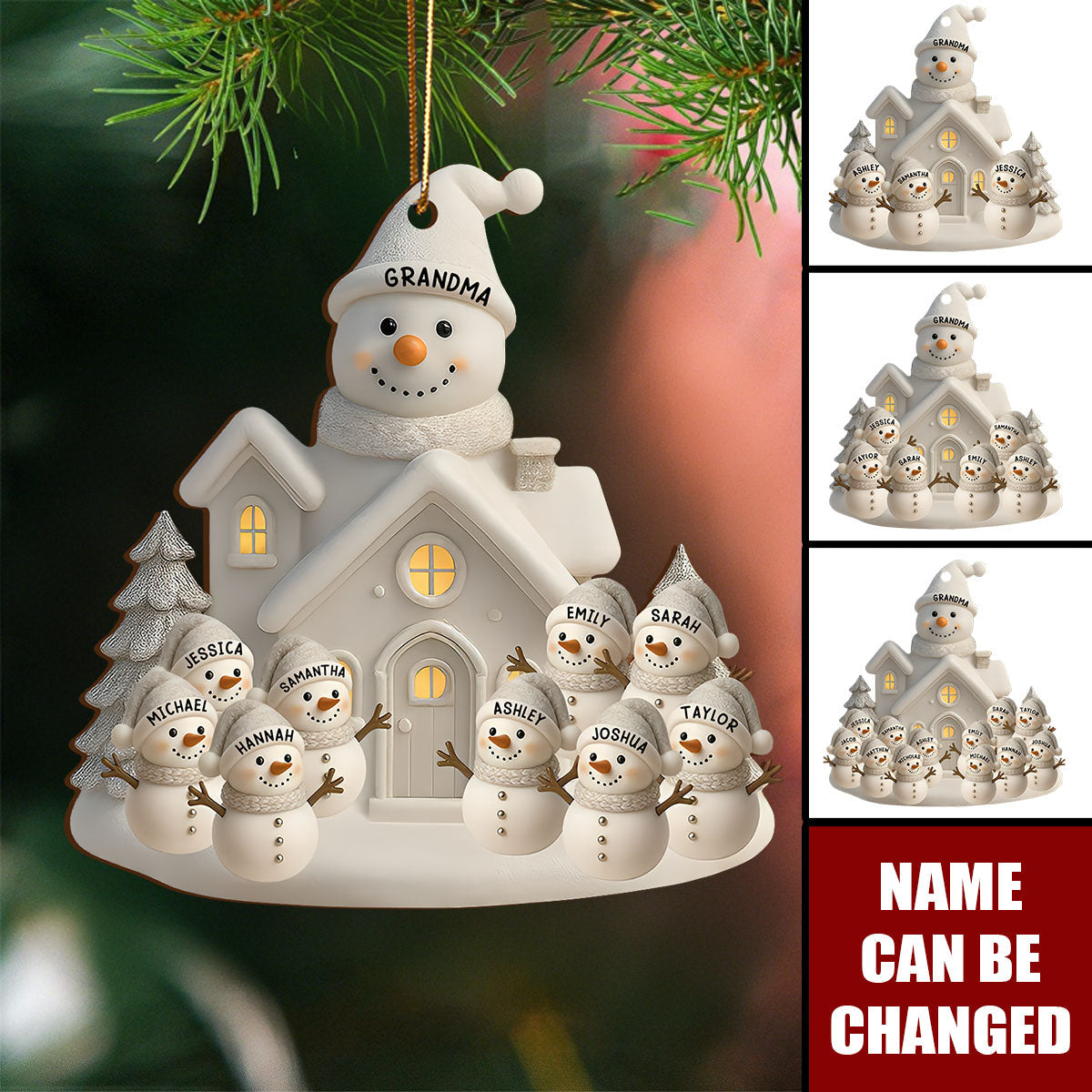 Celebrate Warmth And Joy With Snowman Family - Personalized Wooden Ornament
