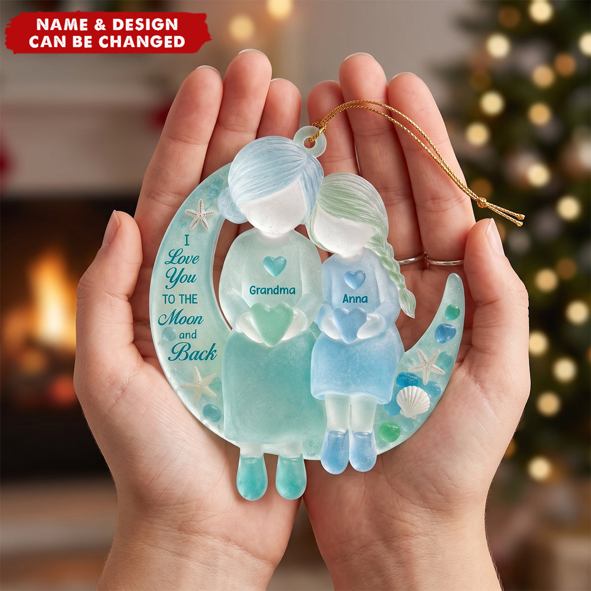 I Love You To The Moon and Back - Personalized Grandma Acrylic Ornament