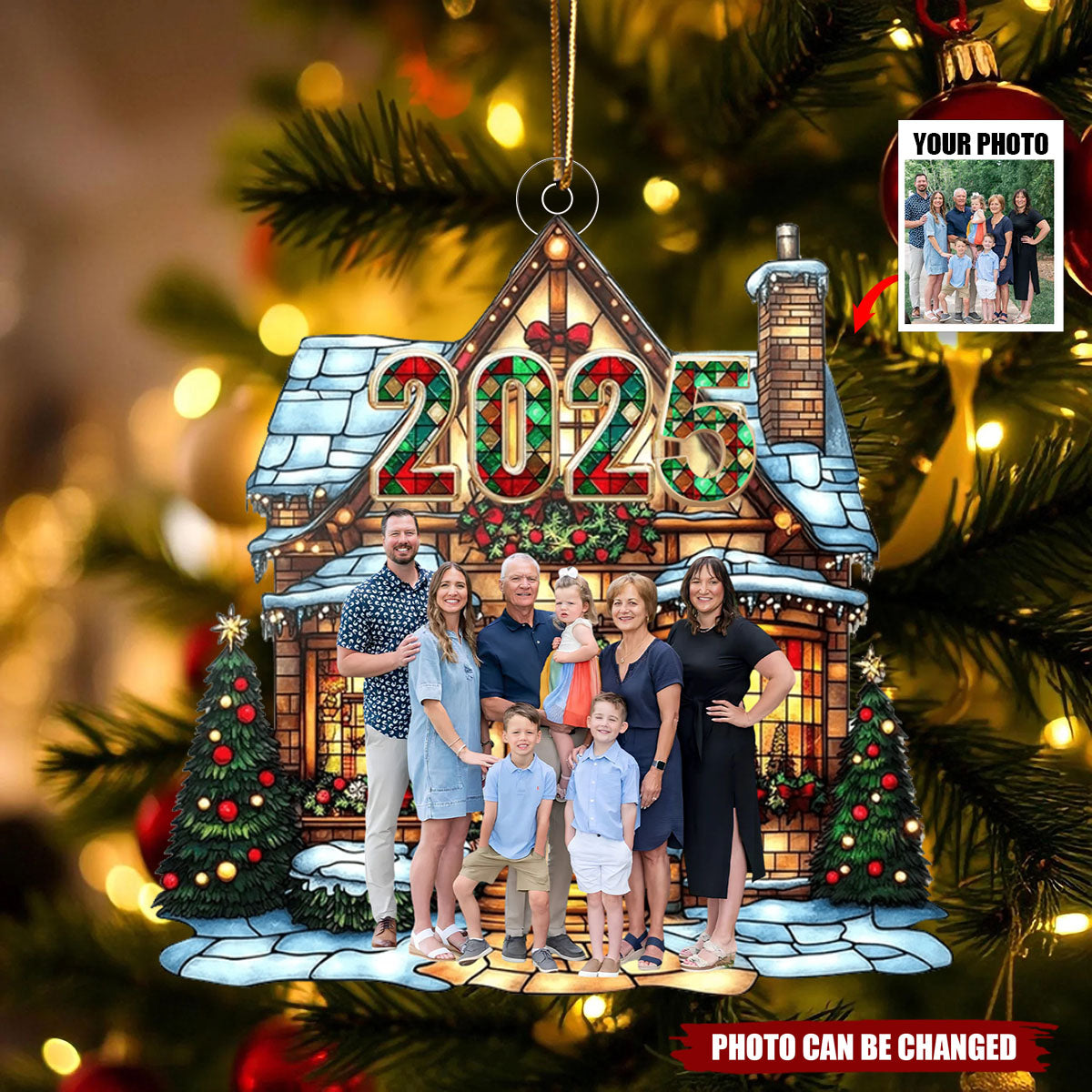 2025 Christmas House Family - Personalized Photo Acrylic Ornament