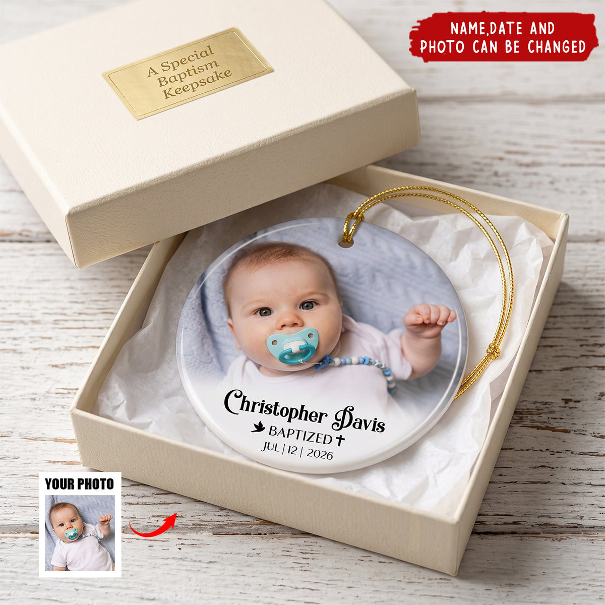 Baby Baptism - Personalized Ceramic Ornament