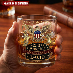 The 250th Anniversary of the United States - Personalized Whiskey Glass, Gift For Men