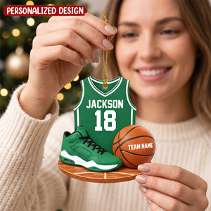 Personalized Basketball Ornament, Custom Name Team Number Sports Keepsake
