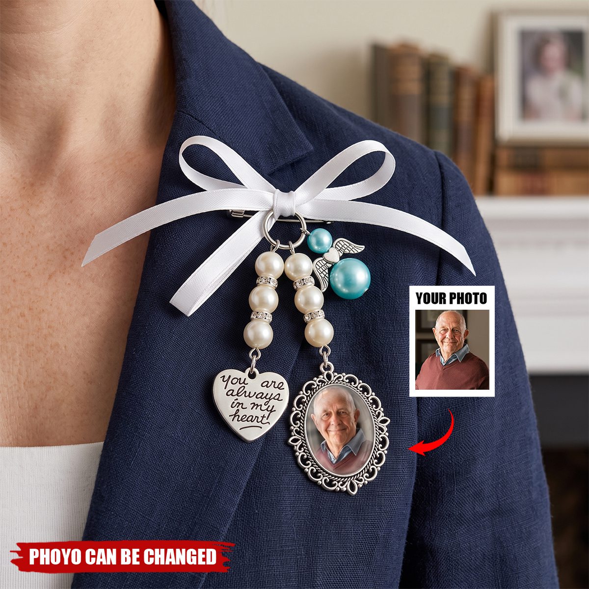 Custom Photo Bouquet Charm - Personalized Memorial Sympathy Gifts For Brides - In Loving Memory
