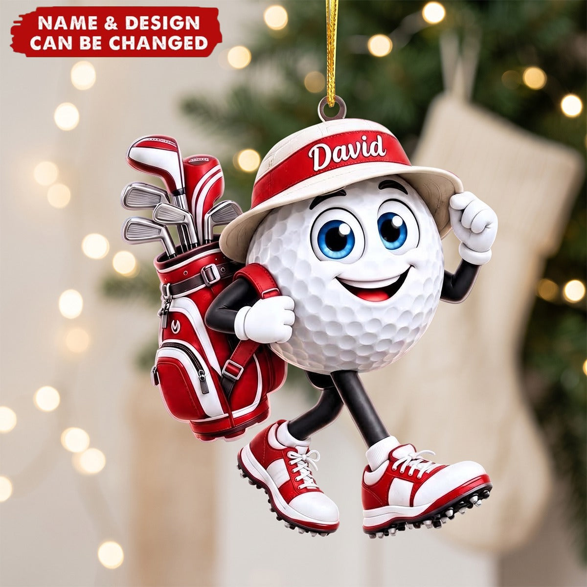 Custom Golf Ornament, Christmas Golf Backpack Ornament, Golf Club Keepsake