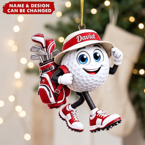 Custom Golf Ornament, Christmas Golf Backpack Ornament, Golf Club Keepsake