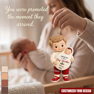 Promoted To Big Sibling Christmas Theme - Personalized Acrylic Ornament - New Big Brother/Sister Gift