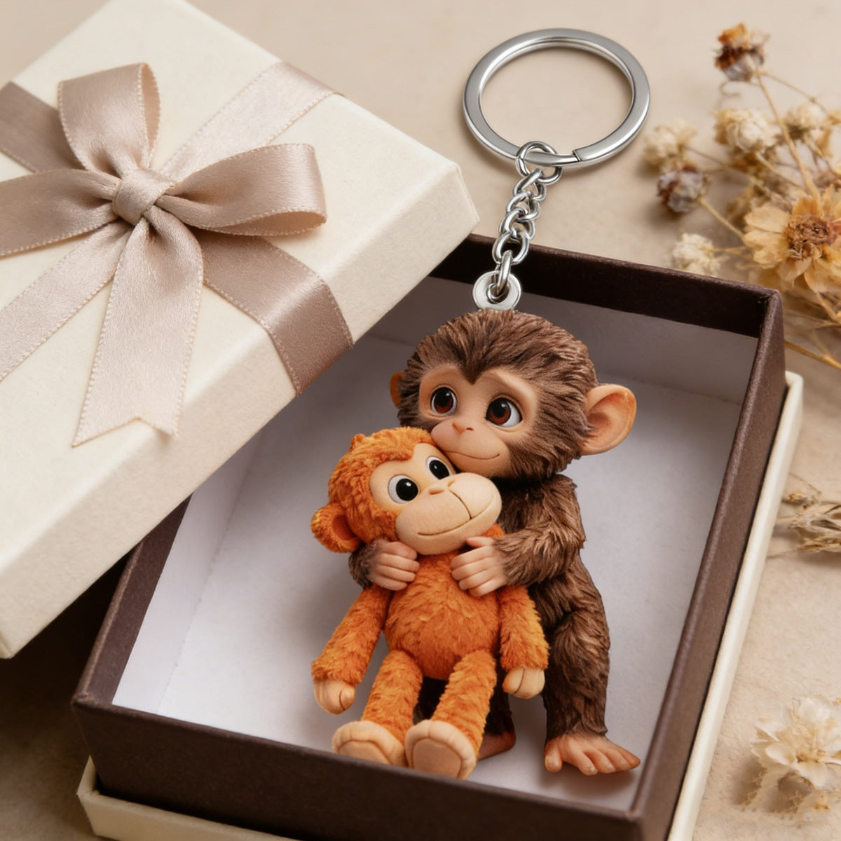 Punch The Monkey Hug - Acrylic Keychain