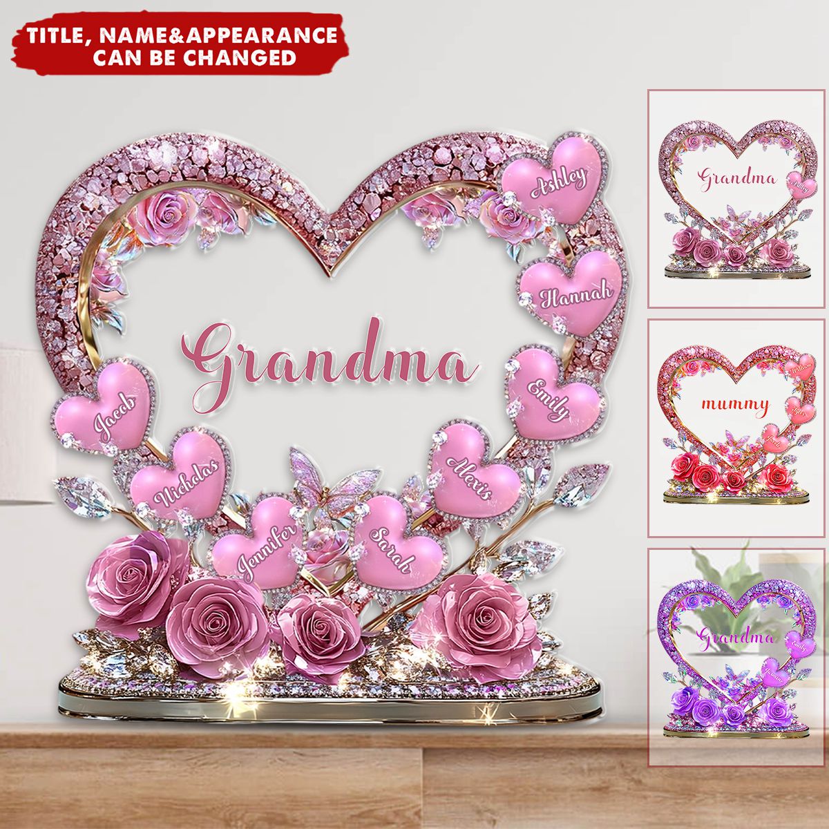 Grandma's Mom's Sweethearts - Personalized Grandma Custom Shaped Acrylic Plaque