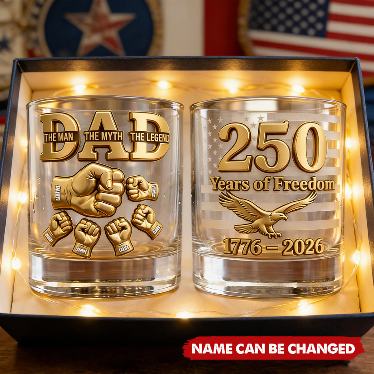 USA 250th Anniversary  - Personalized Whiskey Glass