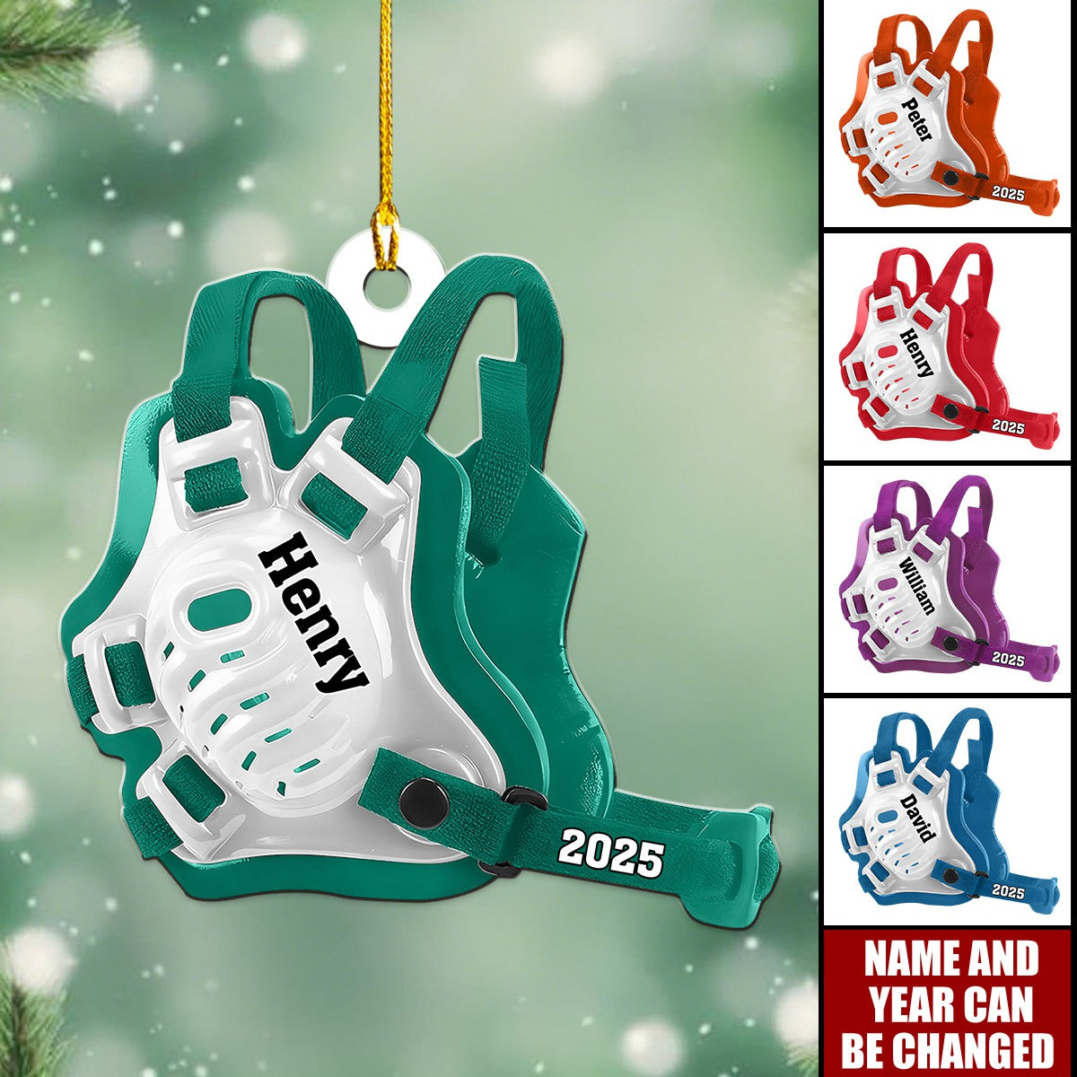 Personalized Wrestling Headgear Ornament, Custom Sports Christmas Decoration Gift