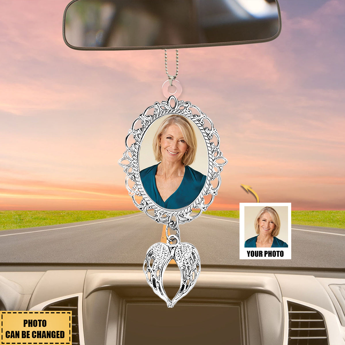 Personalized Memorial Guardian Angel Wings Car Ornament
