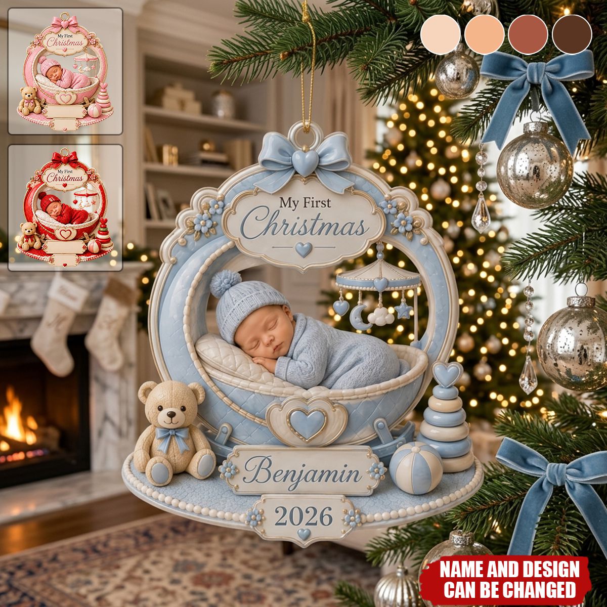 Personalized Baby’s First Christmas Ornament 2026, Custom Baby Name Acrylic Keepsake