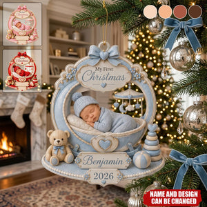 Personalized Baby’s First Christmas Ornament 2026, Custom Baby Name Acrylic Keepsake