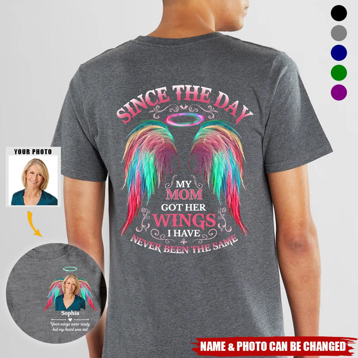 Custom Photo I'm Right Here, In Your Heart - Memorial Personalized Back And Front Printed Unisex T-shirt