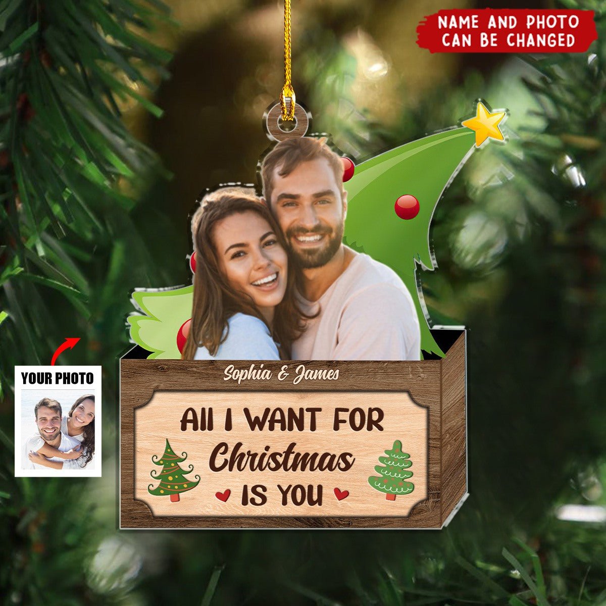 Custom Photo Christmas Couple From Our First Kiss Till Our Last Breath - Personalized Cutout Acrylic Ornament