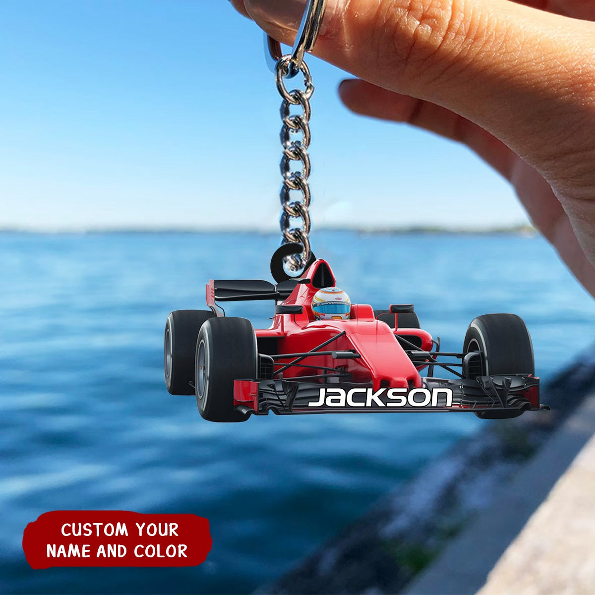 Personalized Racing Car Custom Name Keychain , Gift For Racing Car Lover