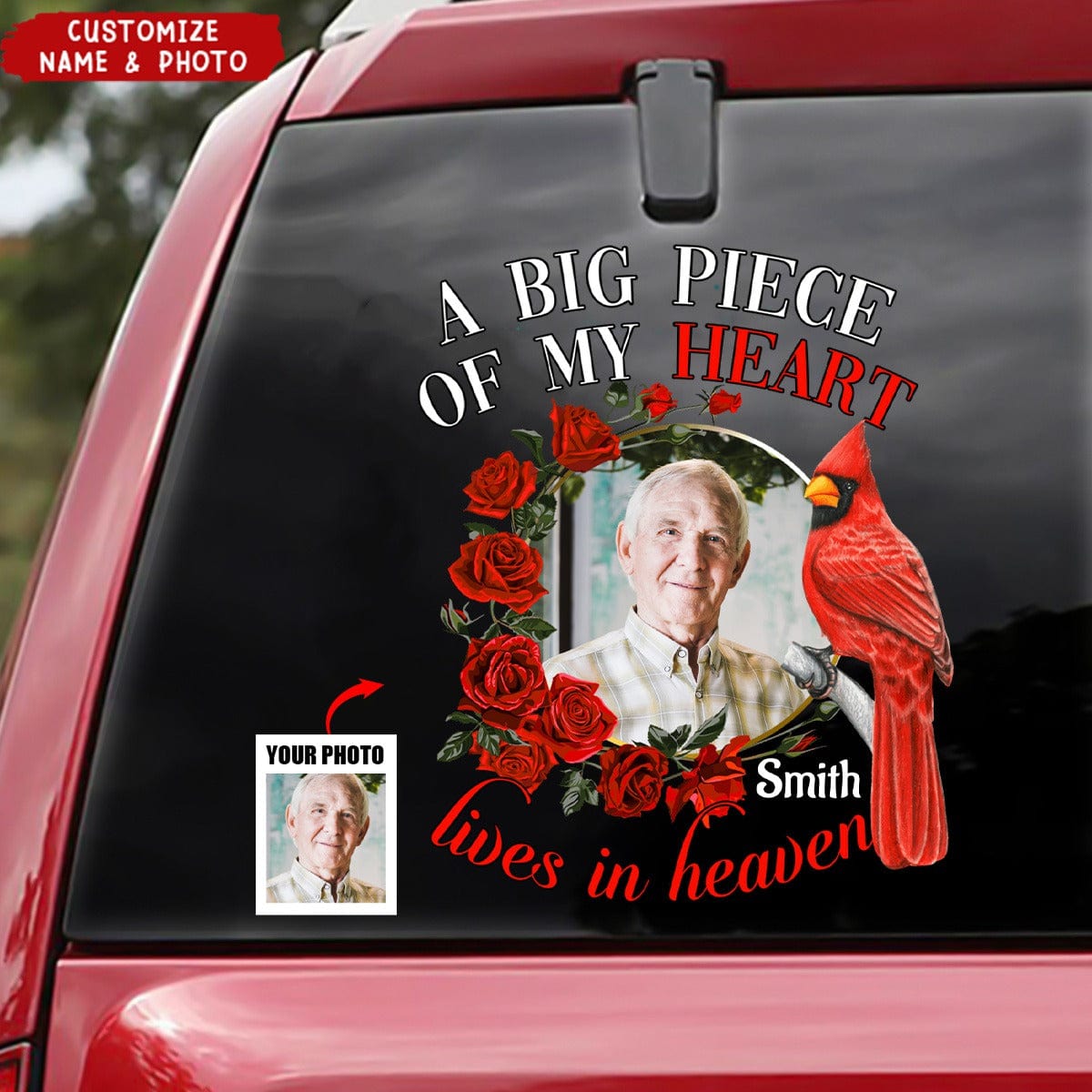 A Big Piece Of My Heart Lives In Heaven Personalized Memorial Decal