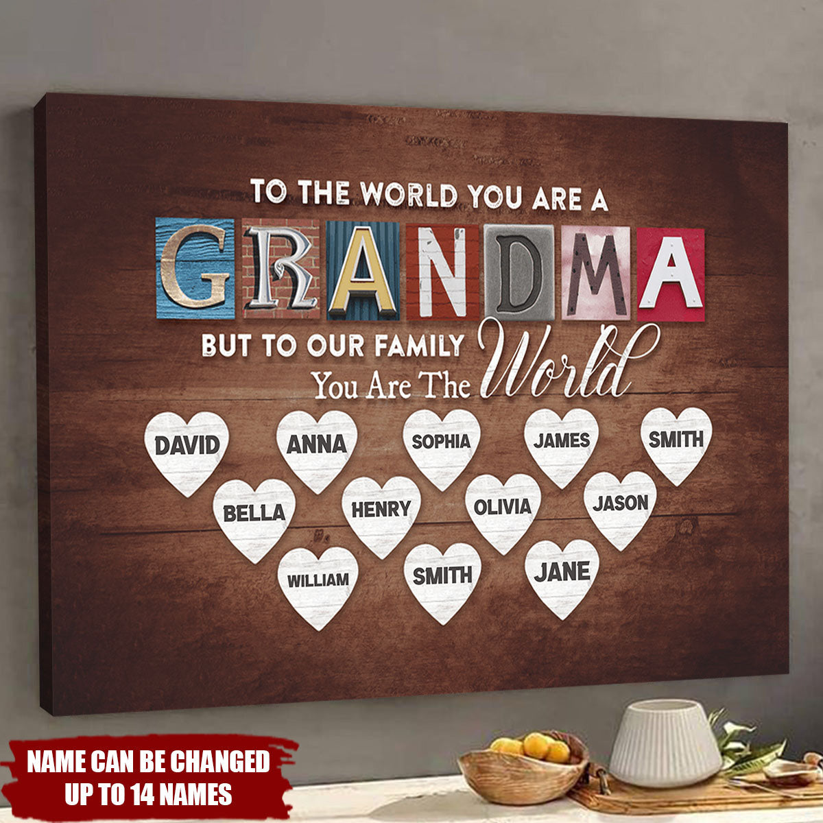 You Are The World Custom Names Poster For Grandma Mom